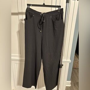 Pull up wide leg pants, drawstring front